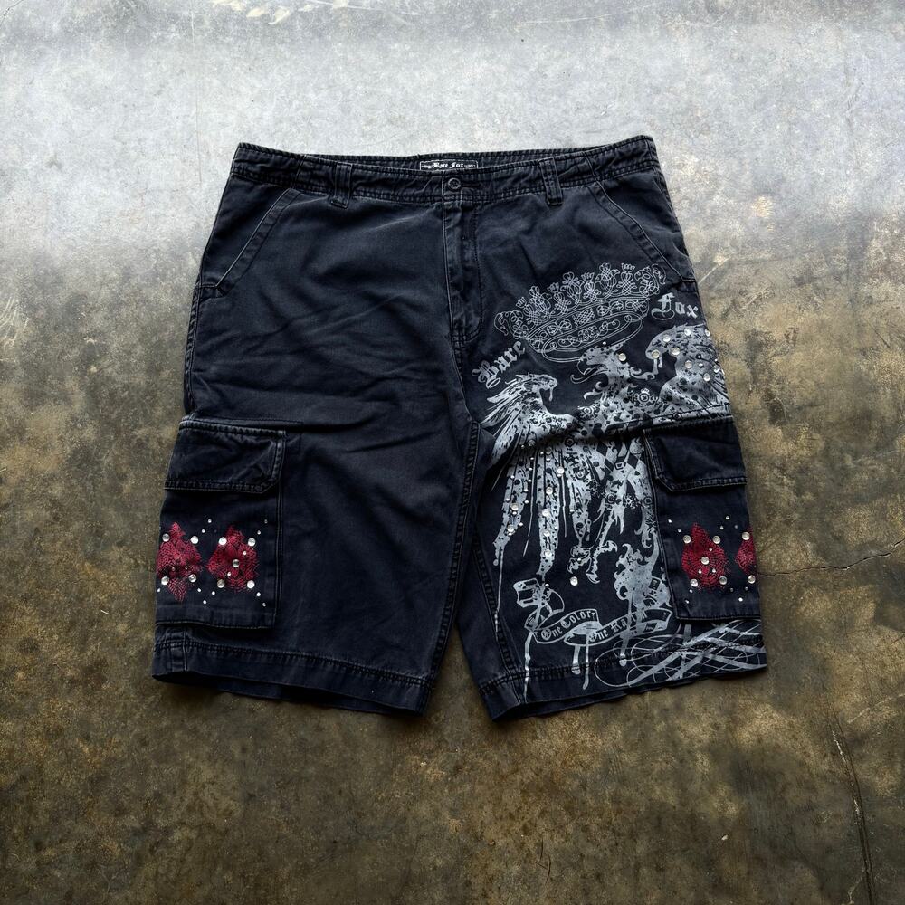 Crazy Y2K Faded Black Cargo‎ Shorts